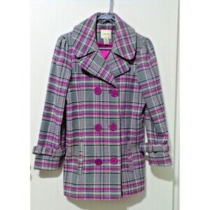 Cherokee Coat Sz 14/16 Gray Pink Black 88% Poly 12% Wool